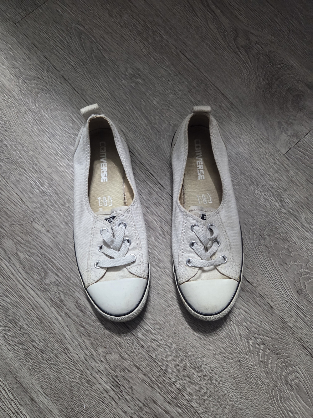 Converse Women's White Canvas Slip-On Lace Sneakers